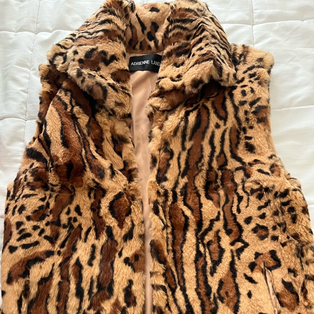 Adrienne Landau Animal Print Neutral Vest